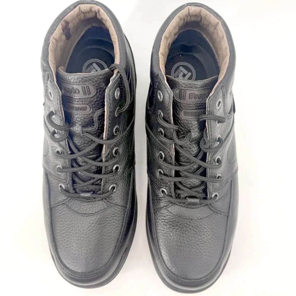 Propet Waterproof Hiking Boots Mens Black Leather Sealtex Mid Top Lace Up Work